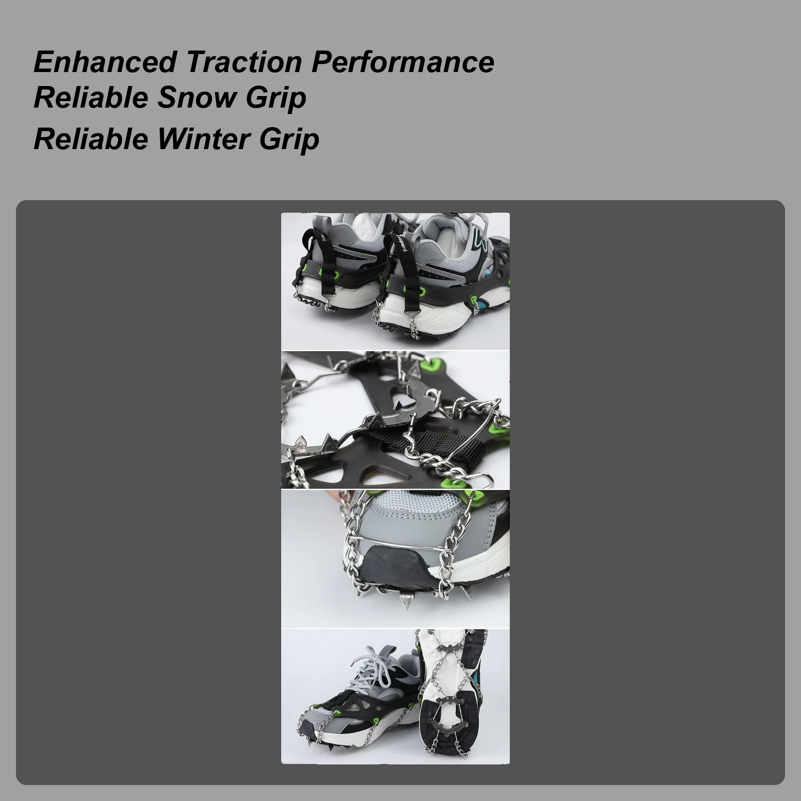 أحذية الجليد القابضون المضادة للانزلاق مقاومة للحرارة عدم الانزلاق القابض المسامير لصيد الأسماك التنزه المشي تسلق تسلق الجبال النساء الرجال #1