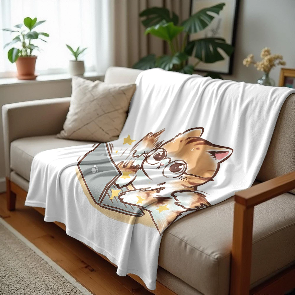Work Cat Ultra Soft Sherpa Fleece Blanket Fluffy Warm Halloween Cozy Throw for Sofa Couch Bedroom Gift All season