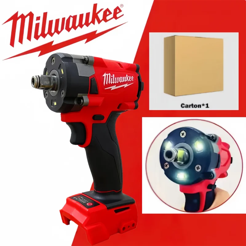 

NEW Brushless Cordless 600N.M Milwaukee 18V Battery 1/2 Electric Wrench Car Truck Repair Screwdriver Impact Drill Power Tools