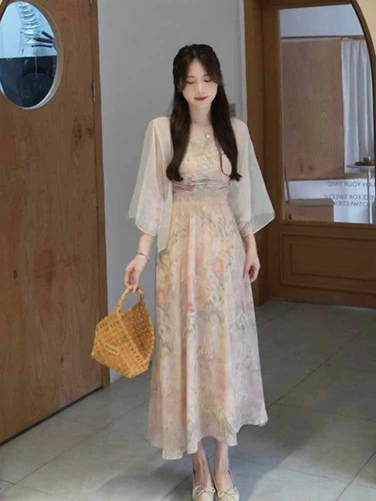 

Sun Protection Ice Silk Lightweight Summer Cardigan Women's Shawl Sleeveless Outer Cover Thin Veil Sheer Chiffon Top Coat
