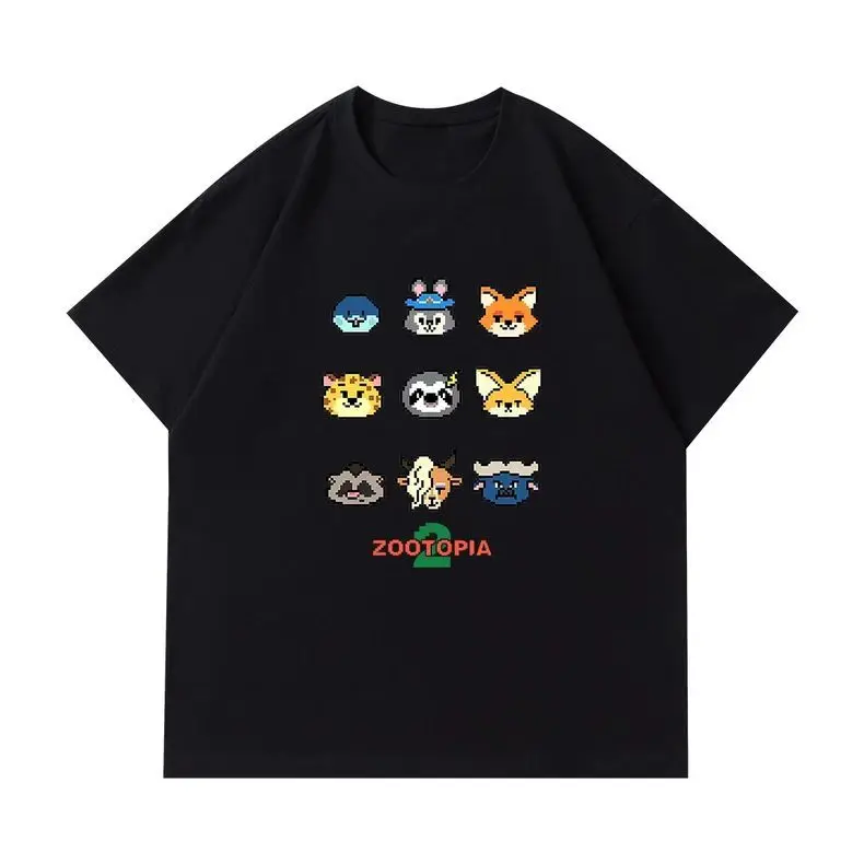 Zootopia تي شيرت رجالي 2025 صيفي فضفاض من القطن بأكمام قصيرة مضحك كارتون نيك وايلد جودي هوبس ديزني فيلم جرافيك طباعة #4