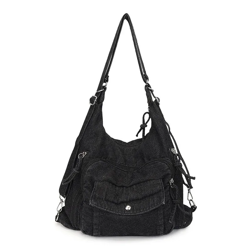 데님 솔리드 컬러 트렌디 숄더백 고품질 패션 가방 여성 2025 핫세일 대용량 다용도 크로스백