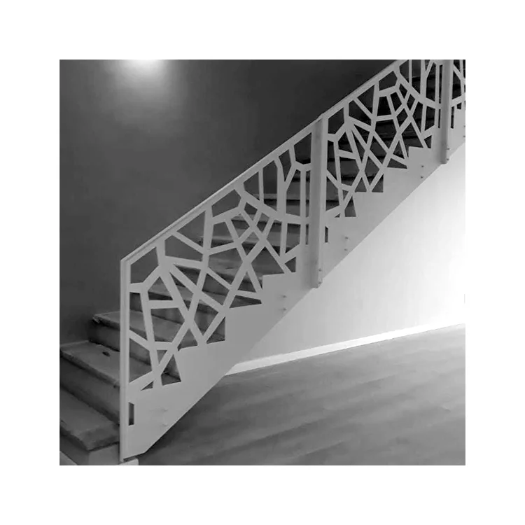 التخصيص قطع الليزر ديكور الفن الحديد المطاوع معدن الجدار الداخلي درابزين الدرج داخلي ديكور درابزين الدرج المعدني #5