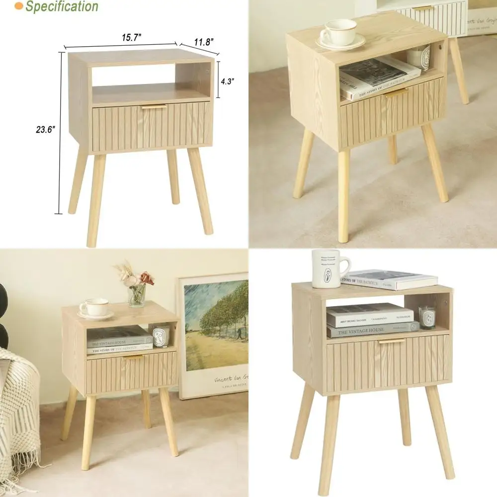 

Компактная прикроватная тумбочка из массива дерева, идеально подходит для небольших спален, простая сборка, натуральная отделка