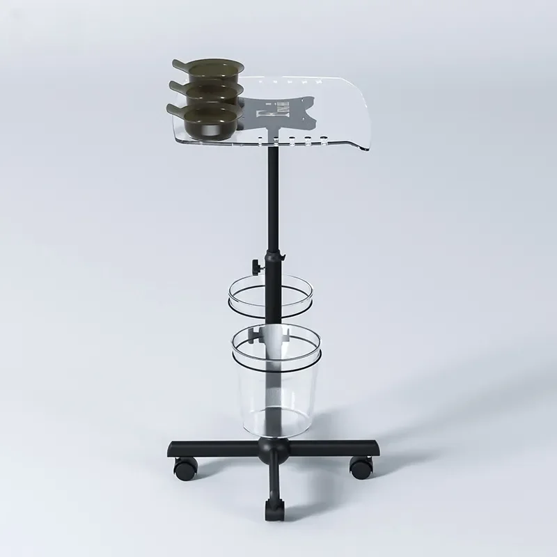 Luxury Acrylic Beauty Salon Trolley With Storage Bucket Rolling Makeup Cart For Hairdresser Professional Mobile Organizer