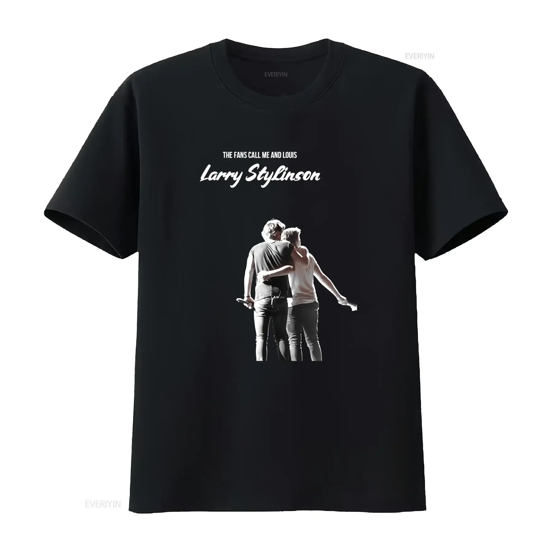 Larry Stylinson Fan T Shirt Casual Round Neck with Louis Print Iconic Name Pair for Machine Washable Apparel Stylinsonators