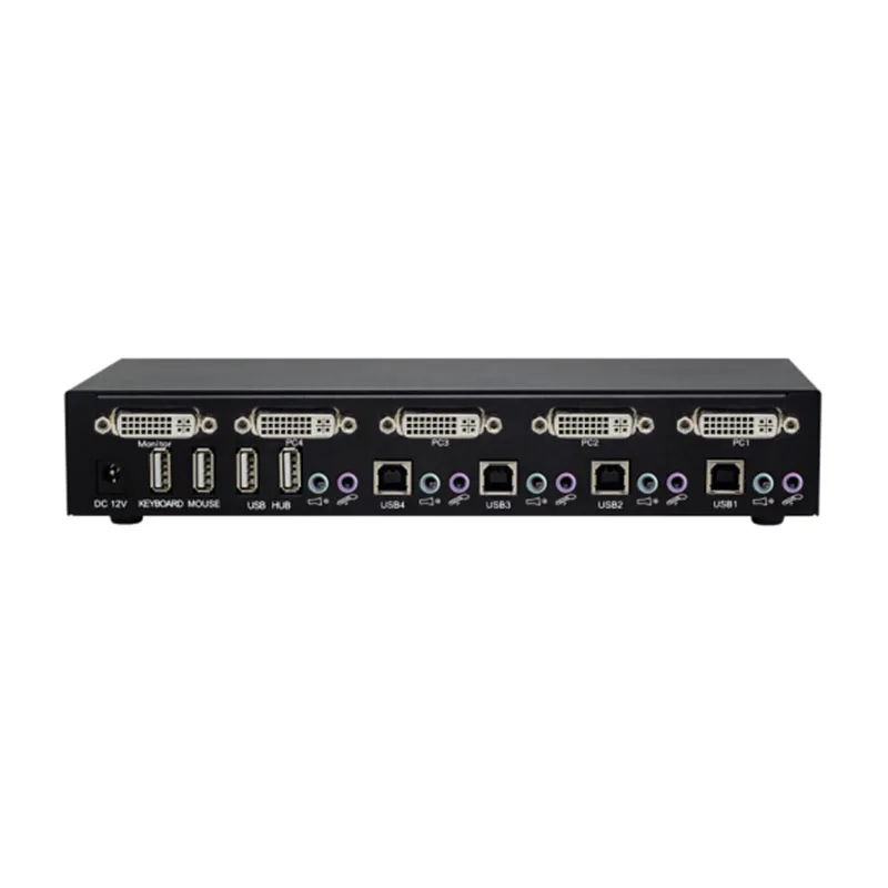 1080P 4 Port DVI KVM Switch 4 In 1 Out 4x1 DVI Switch with USB2.0 Hub