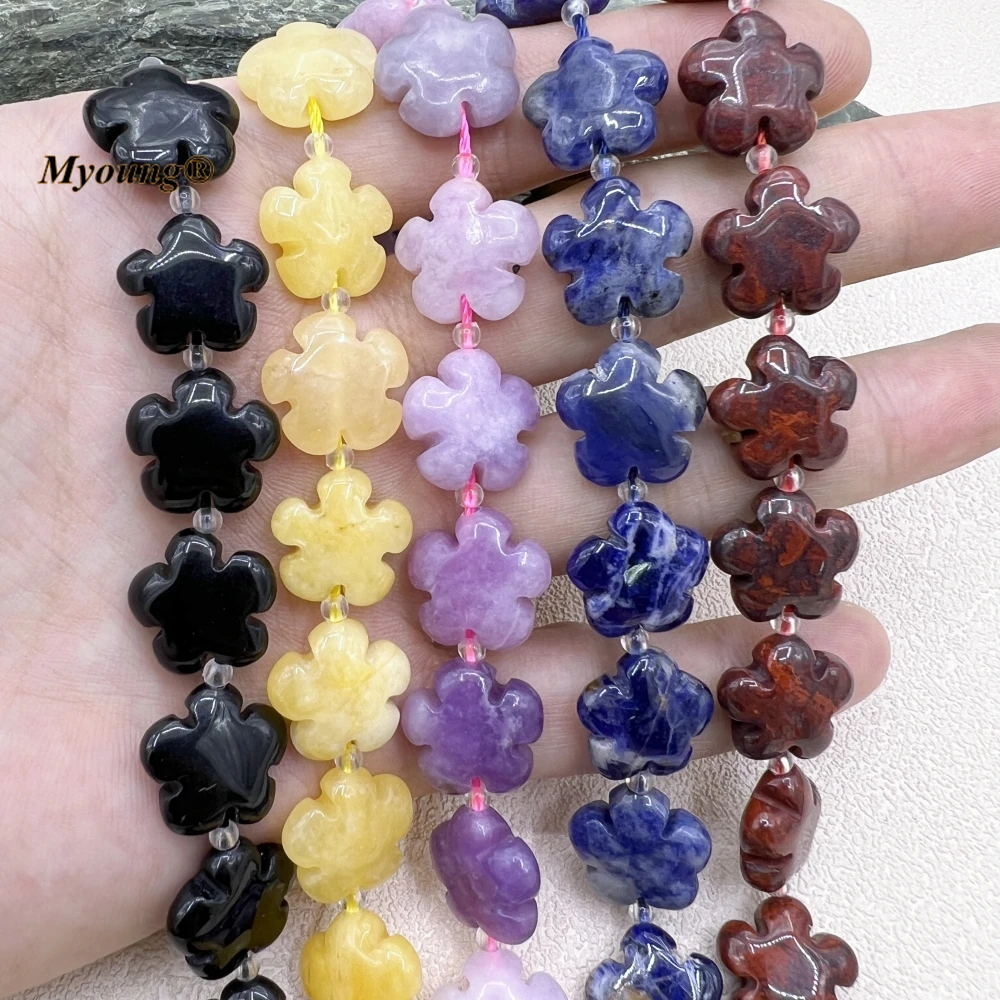 Plum Blossom Flower Shape Natural Crystal Quartzs Agates Jaspers Stone Space Beads For DIY Jewelry Making MY230816