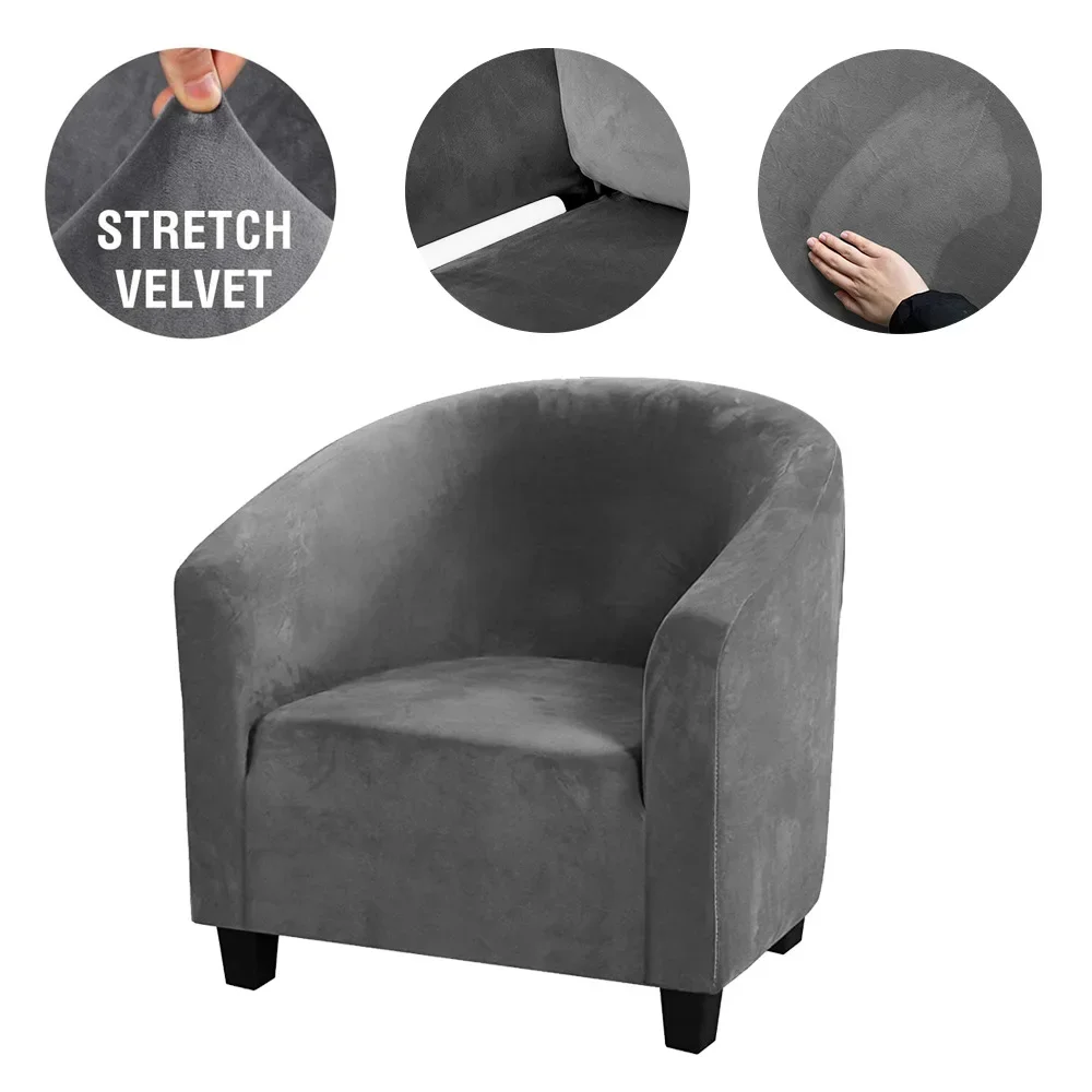 Velvet Club Chair Covers for Armchairs Stretch Sofa Slipcovers Removable Sofa Couch Cover for Bar Counter Living Room Reception