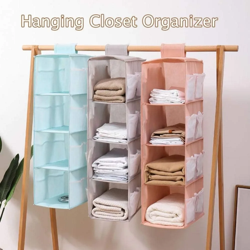 Non-woven Washable Closet Storage Bag Multi-layer Hanging Folding Bra Sock Storage Underwear Hanging Folding Organizer Bag