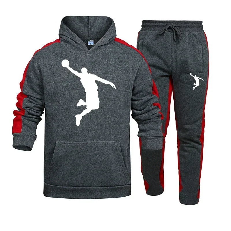 Jogging Mens Tracksuit Printing Daily Casual Hooded Sweatshirt Suit Gym Sports Training Clothing Hot Sales Vigour Warm Pants Set