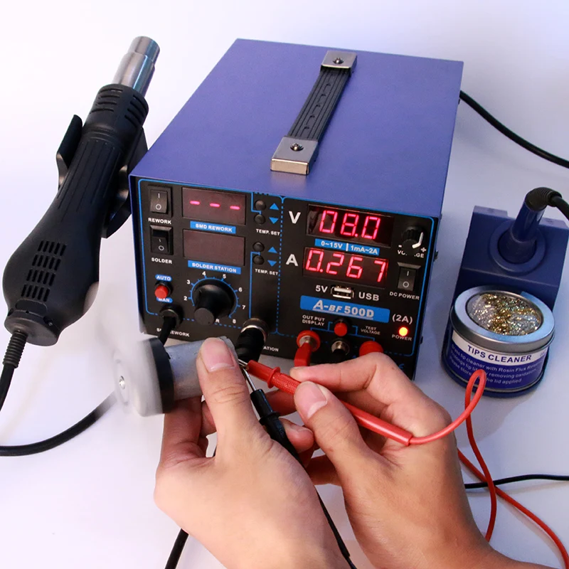 A-BF 500D welding station repair digital display 3-in-1 mobile PCB repair hot air welding station power soldering iron