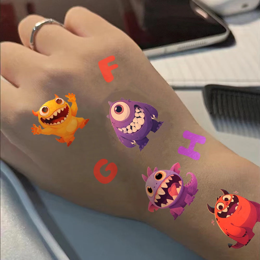 10 peças adesivos de tatuagem de monstro criativo, simples, à prova d'água, durável, presentes traseiros, adesivos de festa, decoração