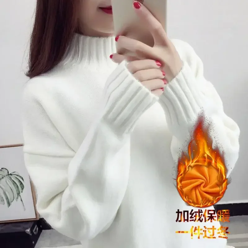 

Fashion Hairy Turtleneck Sweater Women Autumn Winter Long Sleeve All Match Pullover Korean Street Casual Solid Knitted Jumper