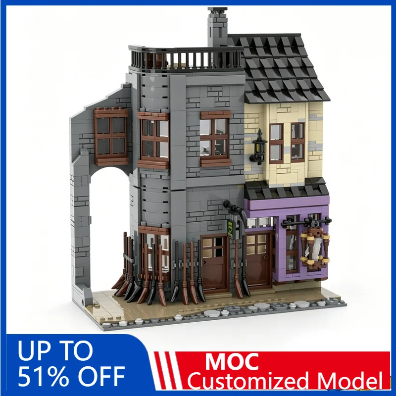 

NEW 1183 Pcs Broomstix Customizeize Owl Emporium Diagon Alley Harry Building Blocks Diy Educational Assembly Toy Magical Gifts