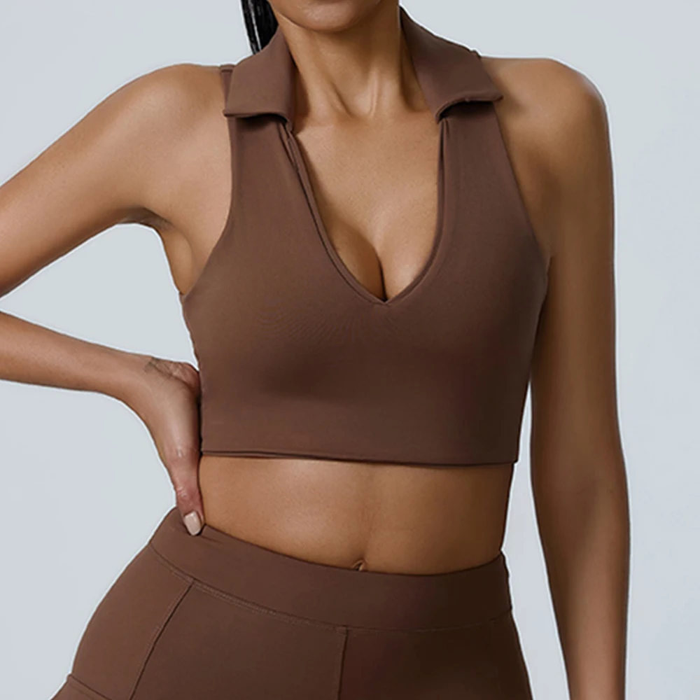 

Sports Vest Yoga Clothing Backless Both Shoulders Sports Tank Top Shockproof Sports Bra With Built-in Removable Cups Tracksuits