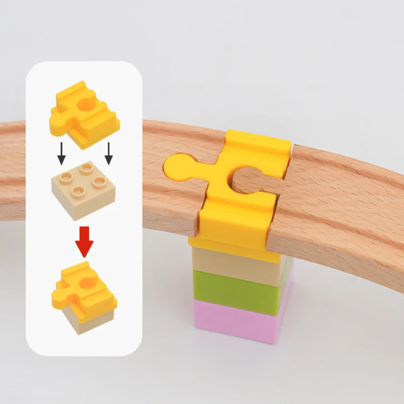 5/10pcs Universal Wooden Tracks Connectors Accessories Big Size Blocks Connection Adapters fit for Brand Train Tracks