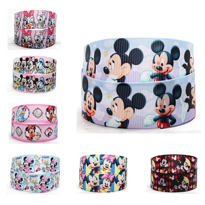 5Yards Mickey Minnie Mouse Printed Disney Ribbon for Hairbows DIY Craft Materials