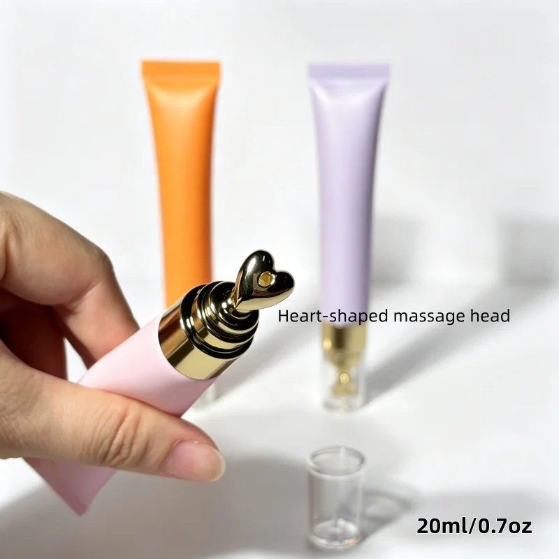 【Logo Custom】50Pcs Customized 20ml Purple Pink Orange Cosmetic Serum Squeeze Eye Cream Tube Packaging with Metal Applicator