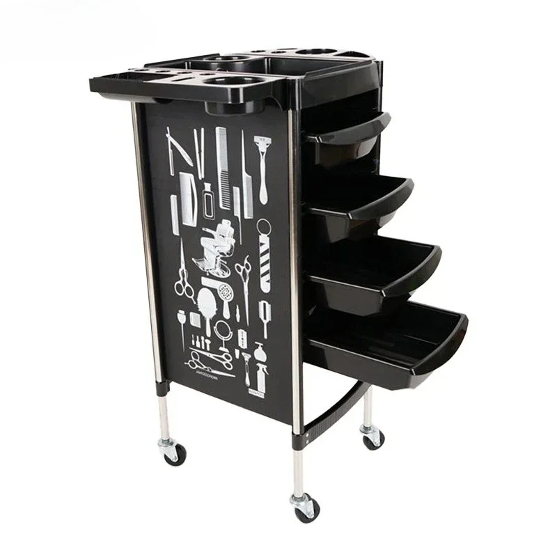 4 Tiers Salon Trolley with 4 Wheels, 5 Pull-out Drawers, Hair Dye Rack, Vanity Cart for Hairdressing Tools