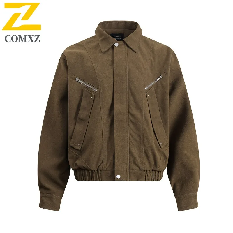 

COMXZ Мужская одежда Куртки Athflow Офисная рабочая куртка в американском стиле ретро Дорожная ветровка Куртка Daily Walk Свободное пальто