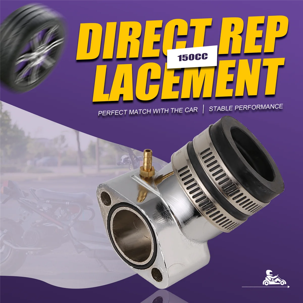 

# 079N Карбюратор двигателя из алюминиевого сплава Угловой адаптер Впускной впускной коллектор карбюратора для GY6 150CC Scooter Go Kart (серебристый)