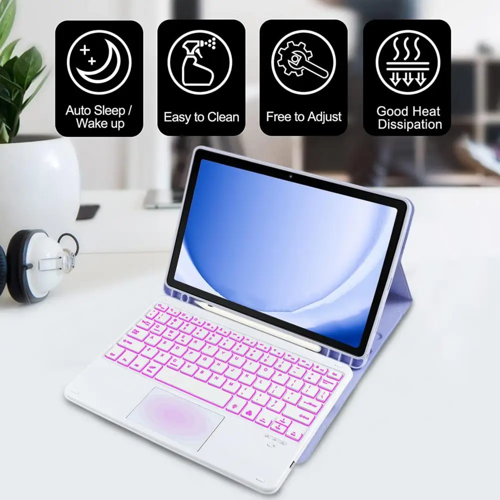 Latency-free Keyboard Keyboard Case Colorful Backlit Keyboard Cover for Samsung Tab A9 Plus Wireless Bluetooth with Protective