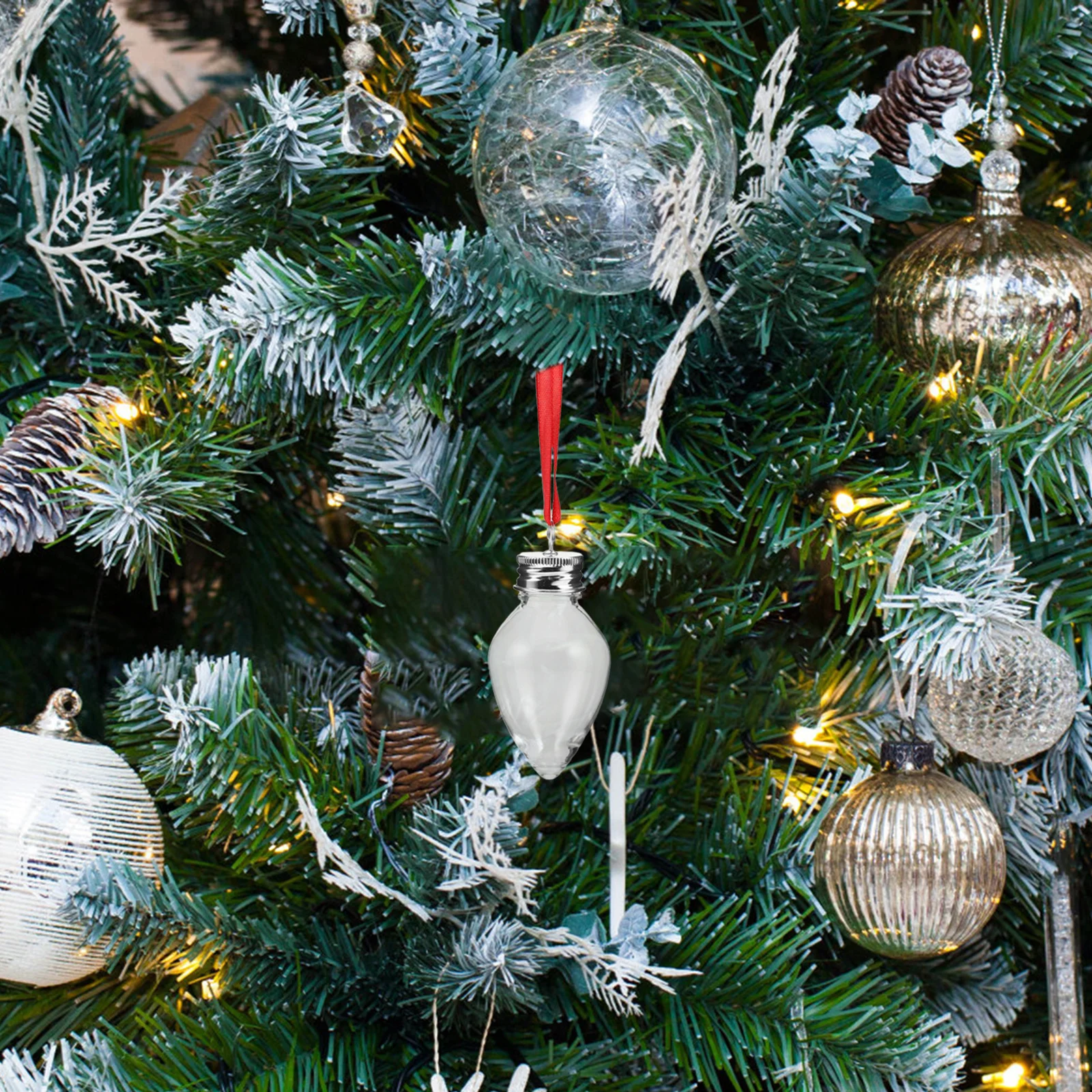 

12Pcs Mini Plastic Bottle Ornaments Clear with Caps for Christmas Favor Boxes Cookie Jar Containers Holiday Drink Packaging DIY