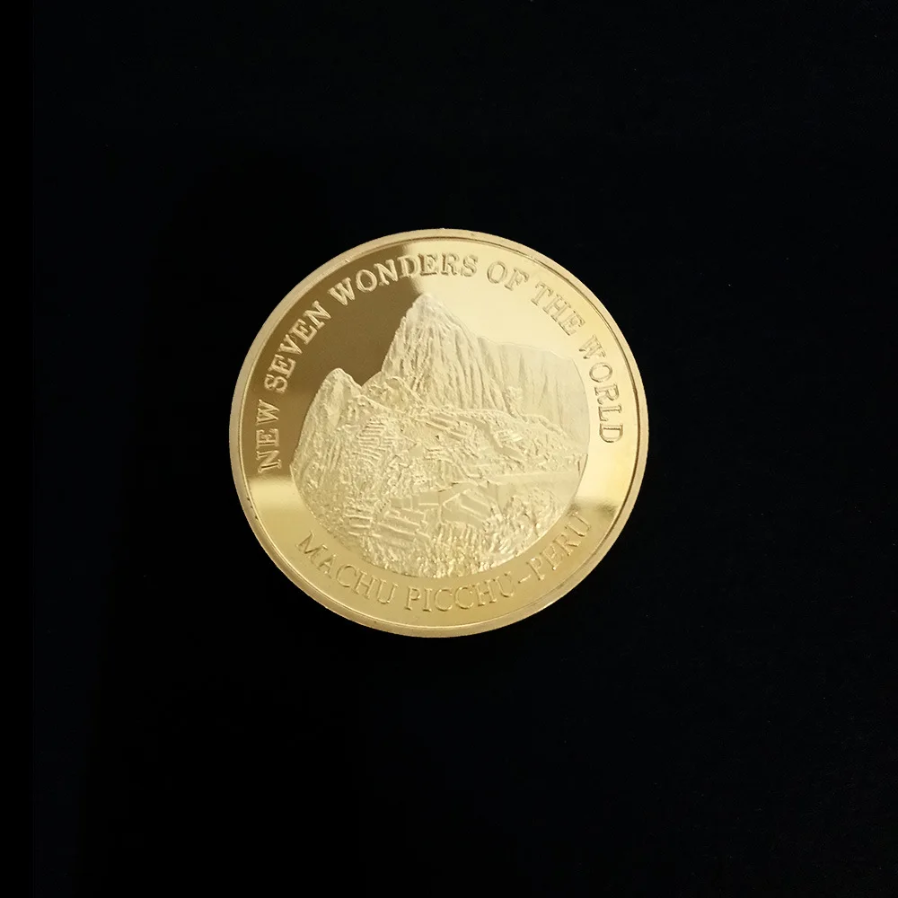 Seven Wonders of The World Coin Collection Gold-plated Commemorative Badge Travel Collection Coin