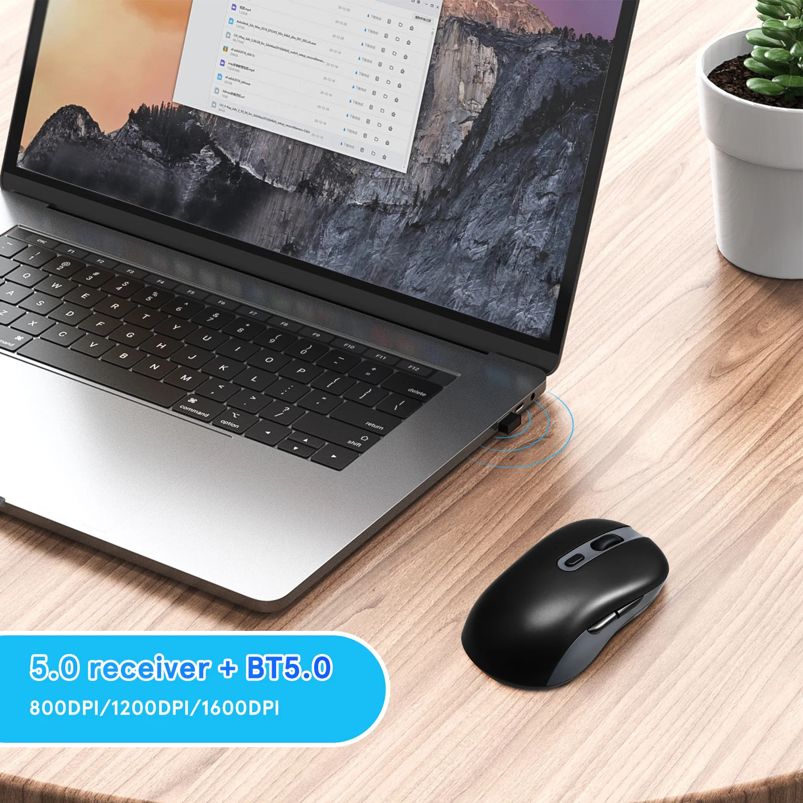 Oplaadbare draadloze muis Draagbare ergonomische verstelbare Dpi-gevoeligheid Optische computermuis voor laptop