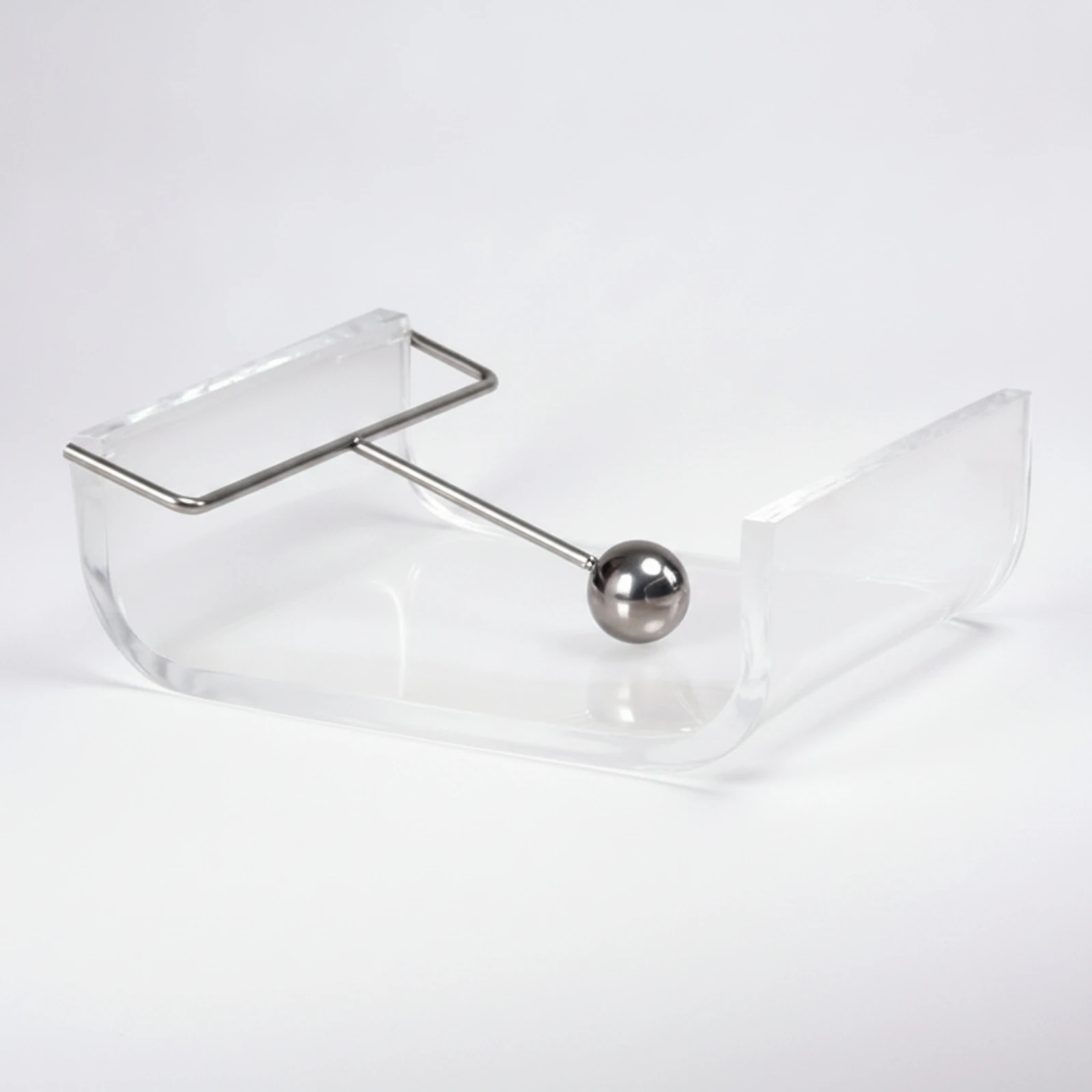 Tissue Holder with Metal Arm Space-Saving Acrylic Tissue Holder Flat Napkin Dispenser Minimalist Slim for Office Desk