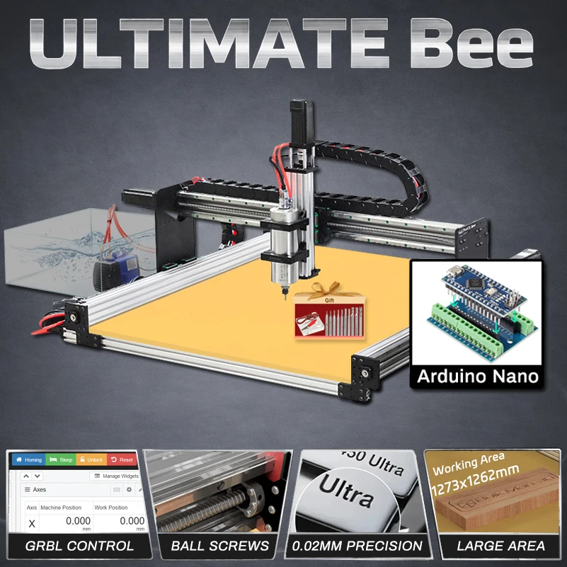 

Фрезерно-гравировальный станок BulkMan3D ULTIMATE Bee 4-осевой с ЧПУ, полный комплект, управление GRBL, шариковые винты для дерева, акрила, металла, печатных плат