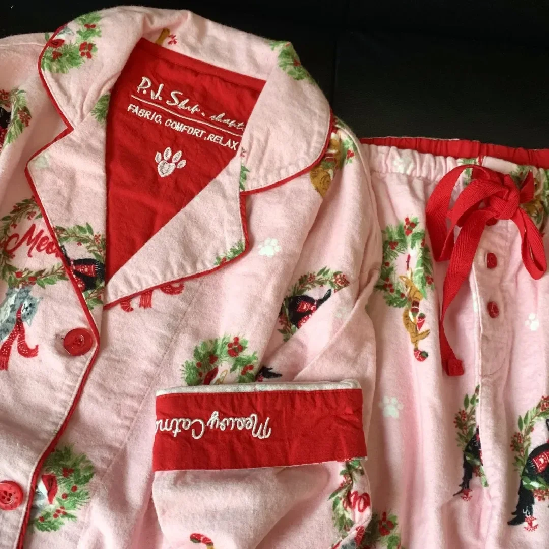 

Мягкая хлопковая пижама, женский пижамный комплект, милые пижамы с героями мультфильмов, одежда для сна с принтом, элегантный топ, брюки, 2 шт., женская ночная рубашка, домашняя одежда