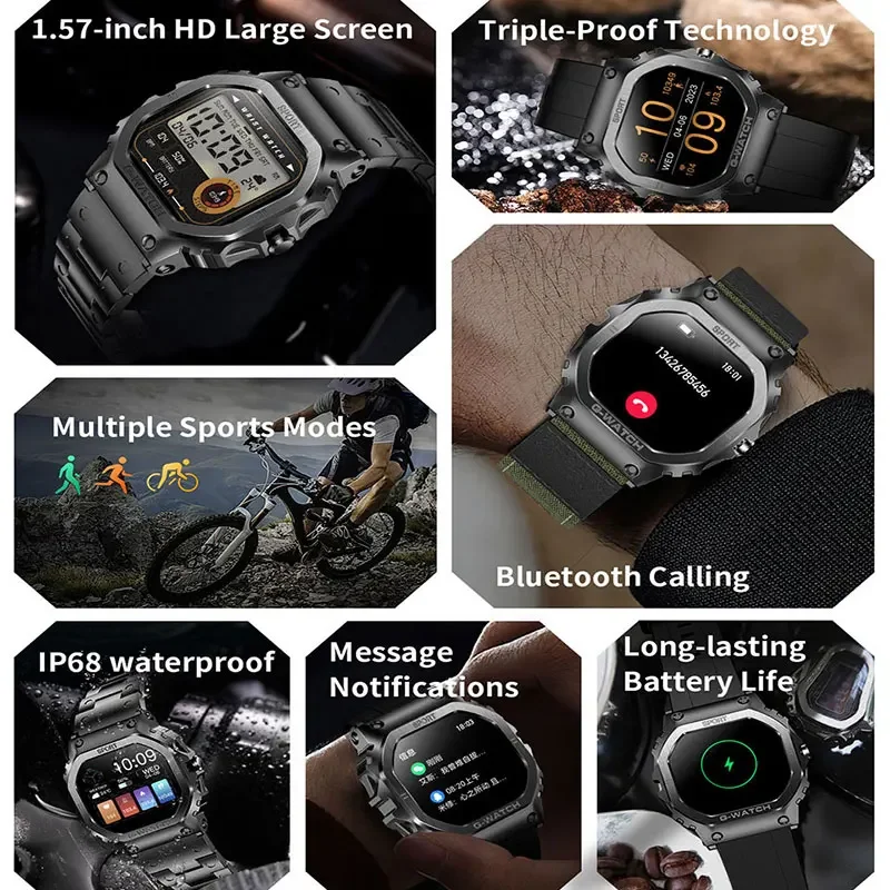 Smartwatch Premium 2024 para todos - tela de 1,57". Pulseira BT Call/Sports/Ossigênio no Sangue. Impermeável IP68. Compatível com Android e IOS.