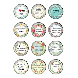 Super Mamie Love Mom Mother's day Gift 12pcs/lot Glass Cabochons 10 to 25mm DIY Jewelry Making Findings & Components T207