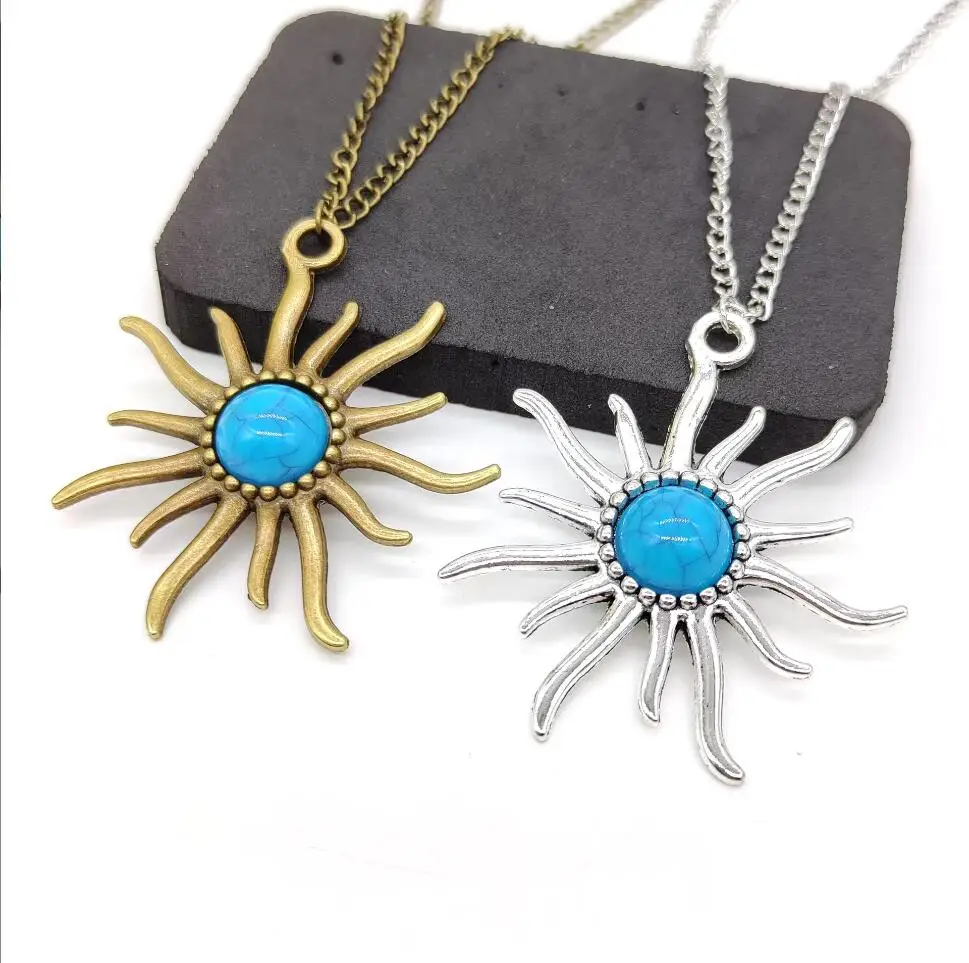 

1PC Stone Sun Necklace for Women Gold Color Fashion Planet Jewelry Stainless Steel Chain Bohemian Style Gift F1620