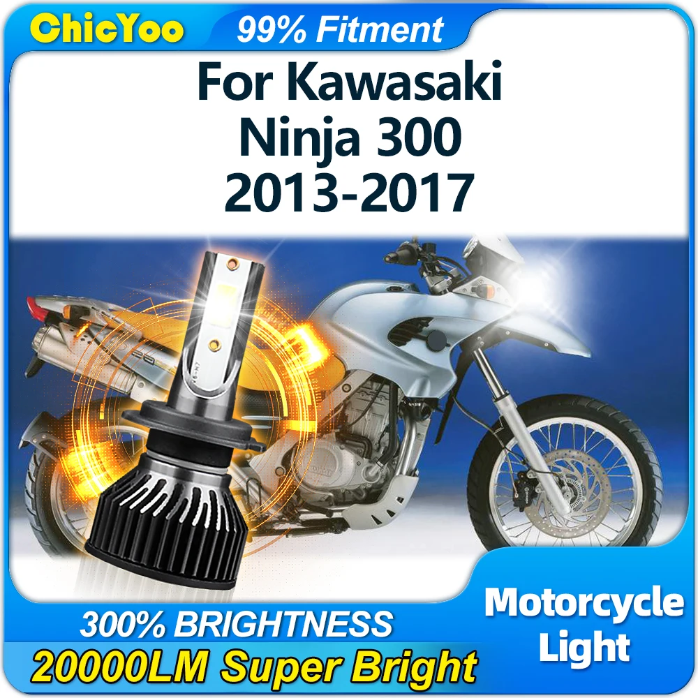 

20000LM H7 LED Headlight Bulb 120W Super Bright Motorcycle Lamp 6000K White For Kawasaki Ninja 300 2013 2014 2015 2016 2017