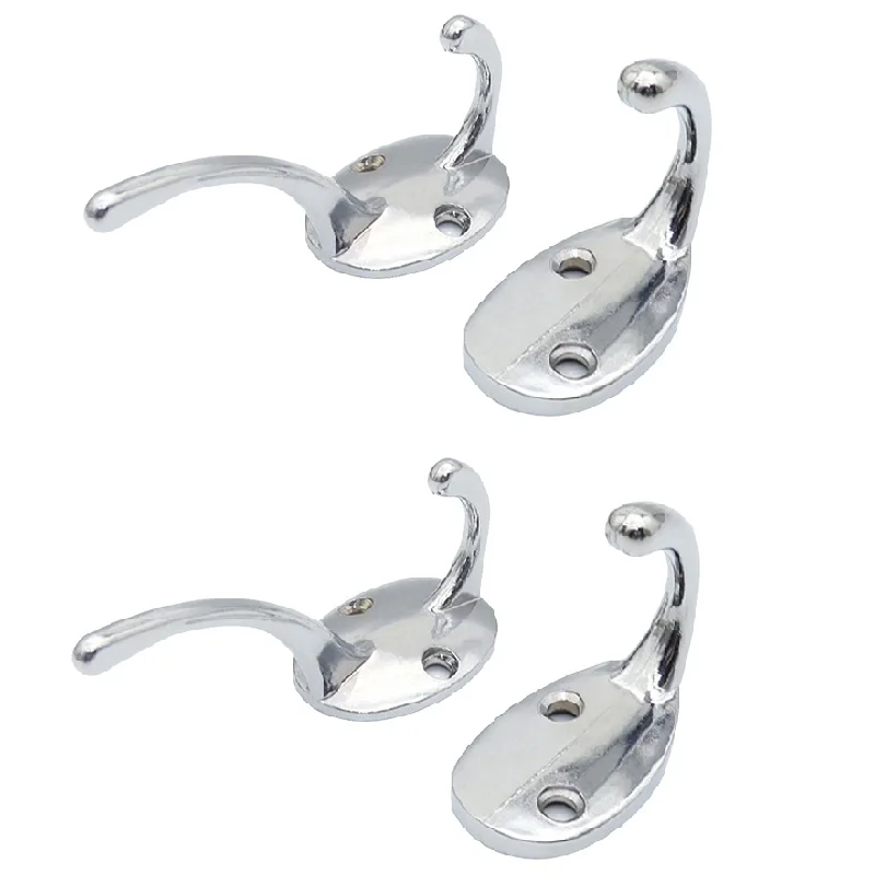 2pcs Metal Double-ends Prong Hook 38mm/87mm Wall/Door Mounted Hanging Clothes Hat Scarf Bag Towel Key Cup Cap Kitchen Bathroom