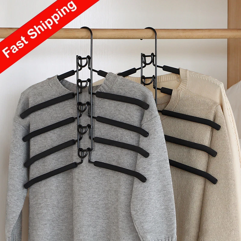 

5 in 1 Non-Slip Metal Sweater Hanger, Multi-Tier Wardrobe Hanger, Heavy Duty Metal Space Saving Shirt Shirt Hanger Hanger Locker