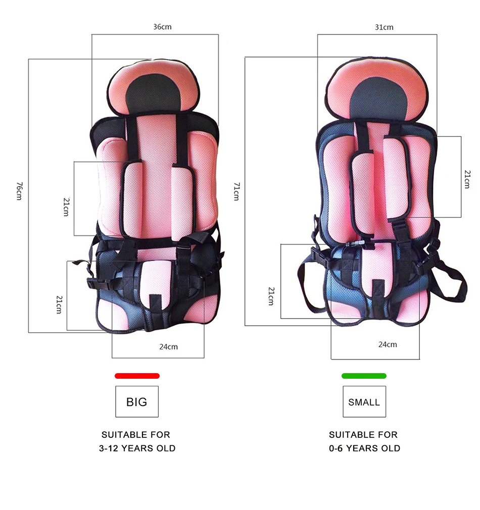 Child Safety Seat Mat for 6 Months To 12 Years Old Breathable Chairs Mats Baby Car Seat Cushion Adjustable Stroller Seat Pad