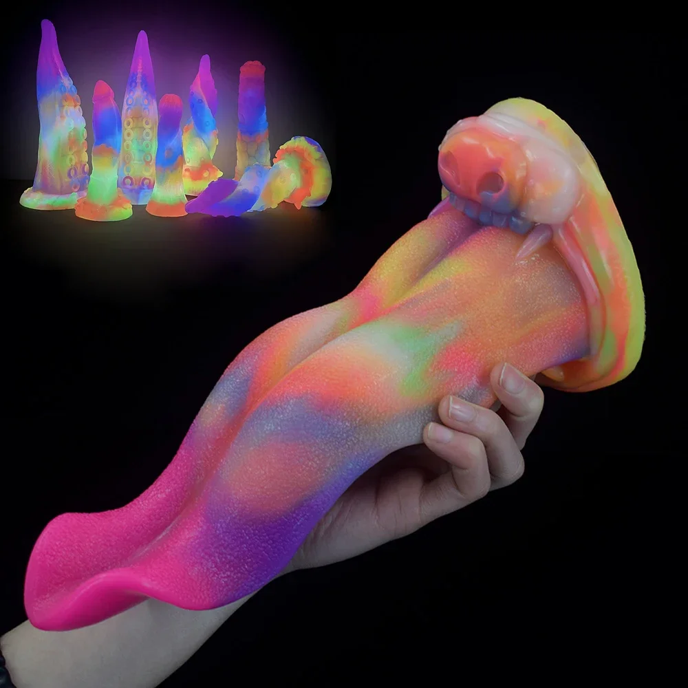 

Fluorescence Tongue Silicone Soft Dildo For Woman Animal Penis Dildo Anal Toy Private Parts Masturbator Dilator Massage Buttplug