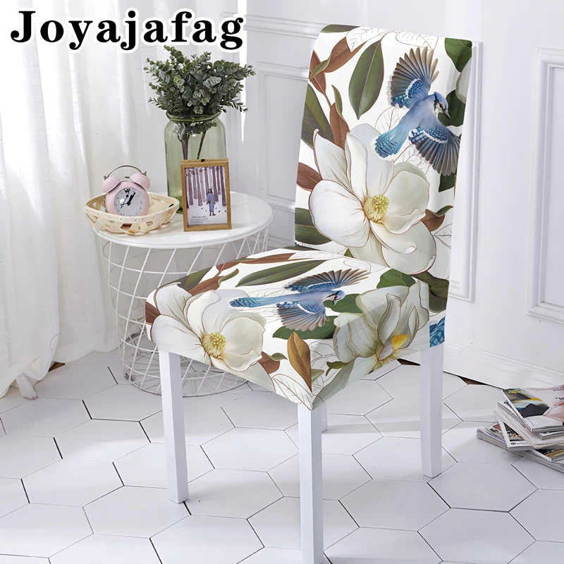 Magnolia Flowers Stretch Chair Cover Washable Elastic High Back Kitchen Seat Covers For Party Dining Room Decor