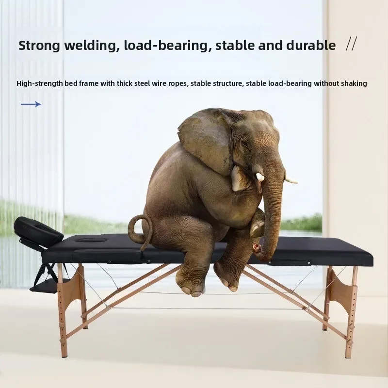 Home Wooden Leg Multifunction Foldable Portable Massage Bed Adjustable Clinic Spa Beauty Salon Massage Bed Portable Furniture