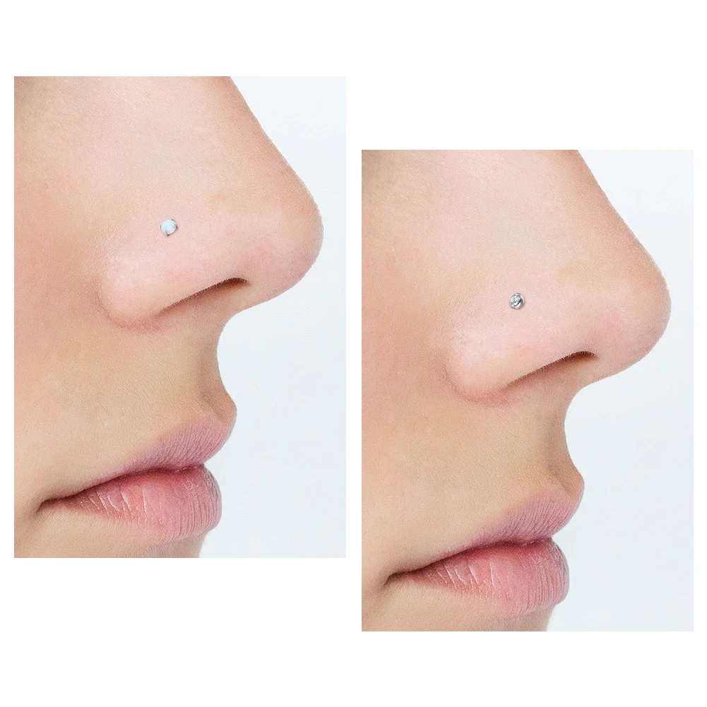 1set 28pcs Women\'s Nose Piercing Set With Stainless Steel Studs Decorated With CZ Gems & Cubic Zirconia Rhinestones