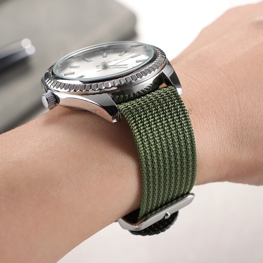 18mm 20mm 22mm ミリタリーリブストラップ セイコー スポーツナイロンバンド Huawei Watch GT5/4/3用 ファブリックウォッチバンド Samsung Galaxy用