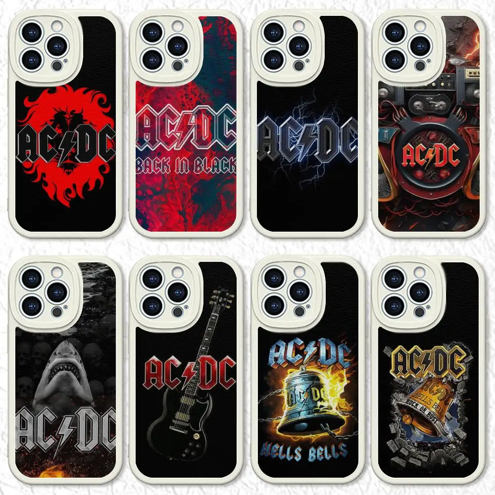Chanteurs EST Pour A-AC-DC MAISTO Coque De Téléphone En Peau D'agneau Pour Iphone 16 15 14 13 11 12 Pro Max Xr X Xs 8 7 Plus
