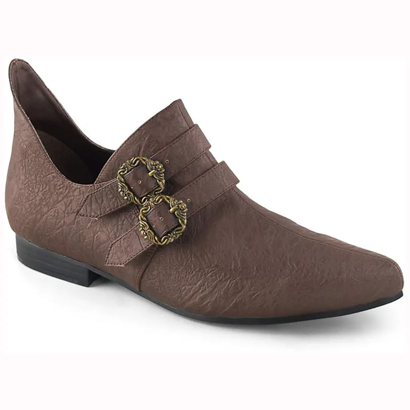 Mittelalterliche Kolonial-Piratenschuhe für Männer Retro Braun Kunstleder Doppelschnalle Viktorianische Steampunk Niedriger Absatz Cosplay-Schuhe – Detail 6