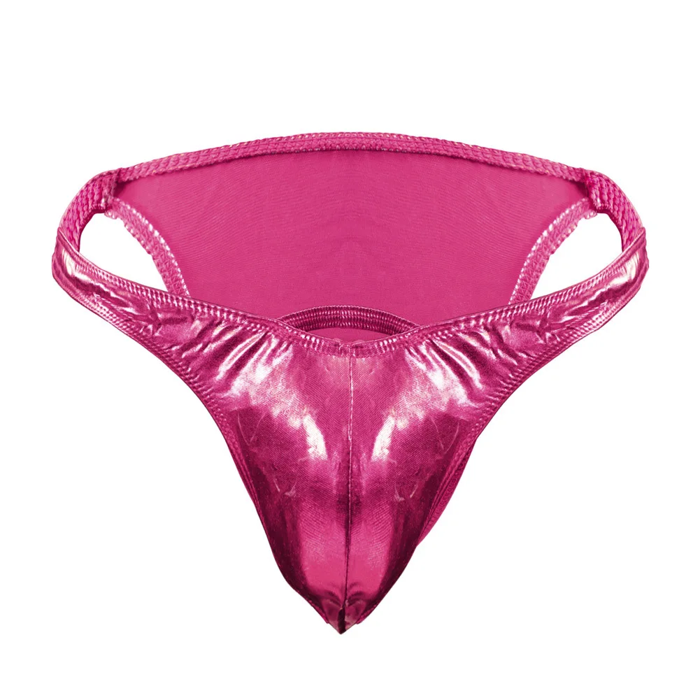 

Men's Shiny Metallic Faux Leather T-Back Thong, Sexy Low-Rise Underwear Gays Fashion Panties