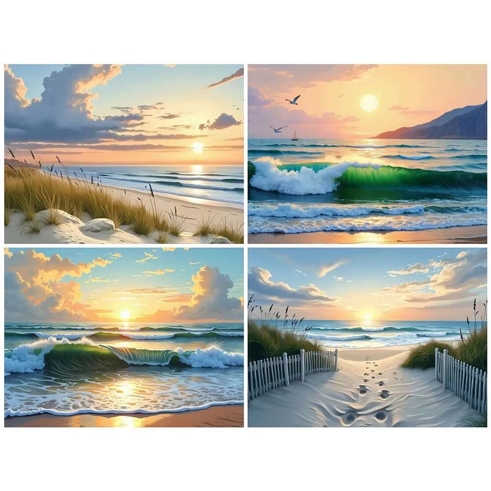 

1PC frameless Sea Beach Landscape Diamond Painting Kit for Adults DIY Handmade Gift 5D Full Drill Canvas Digital Painting Scener