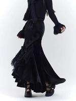 Black Velvet Skrits Women Slim Bodycon 2024 Spring Vintage Skirts Office Lady Gothic Harajuku Pure Color Clothing Outwear Chic